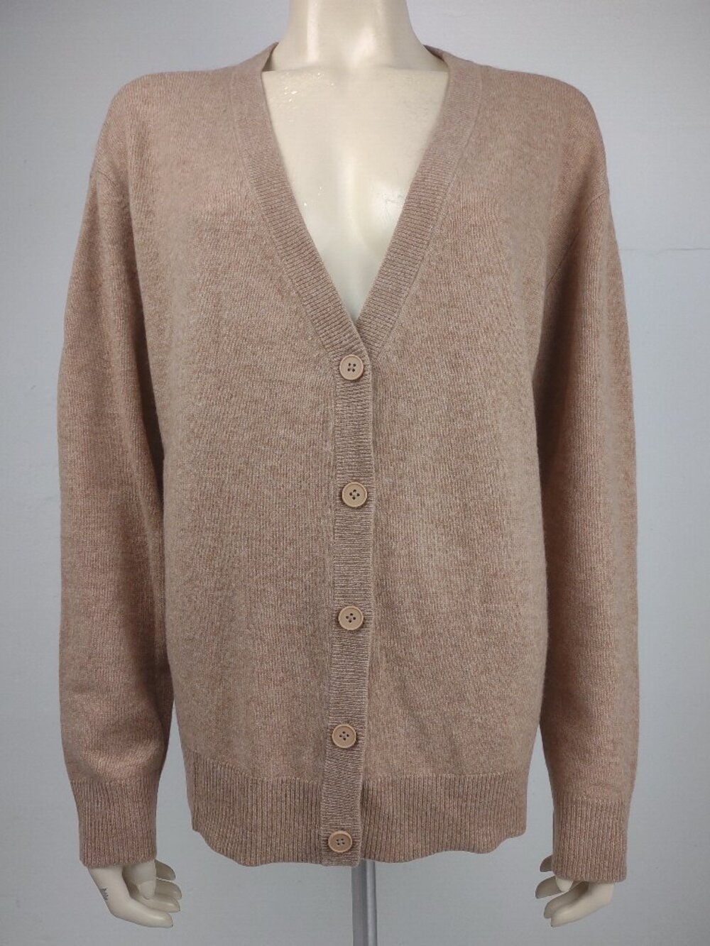 Charter Club tan light brown 100% Cashmere V-Neck cardigan sweater womens XXL
